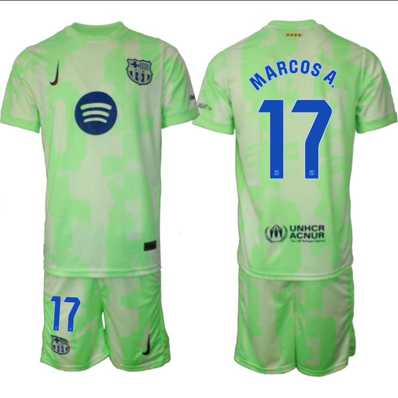 Men 2024-2025 Club Barcelona away Green #17 Soccer Jersey->barcelona jersey->Soccer Club Jersey